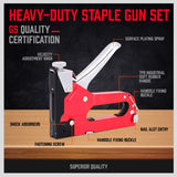 2-in-1 Heavy Duty Staple Gun with 1500 Staples - Efficient, Low Force Design for Furniture, Cupboard Nailing & More