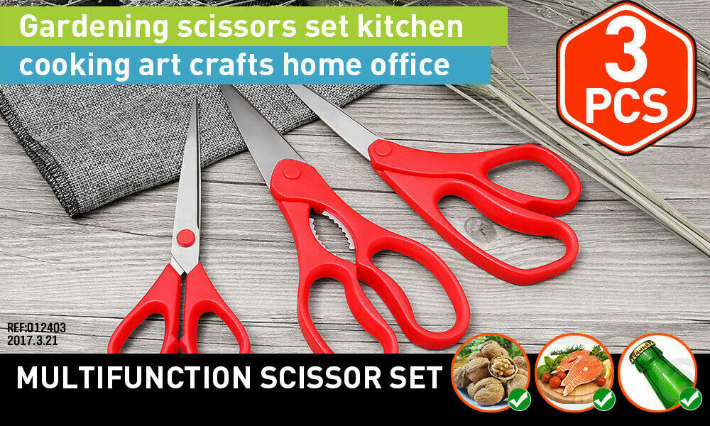 3Pc Multi-Purpose Stainless Steel Scissors Set for Kitchen, Home, and ...