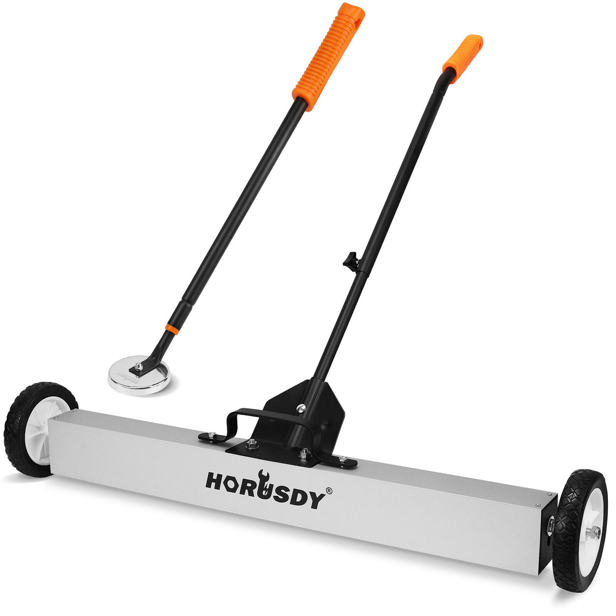 HORUSDY 35-Inch Magnetic Floor Sweeper Heavy Duty Magnet Broom Rolling With Magnetic Pick Up