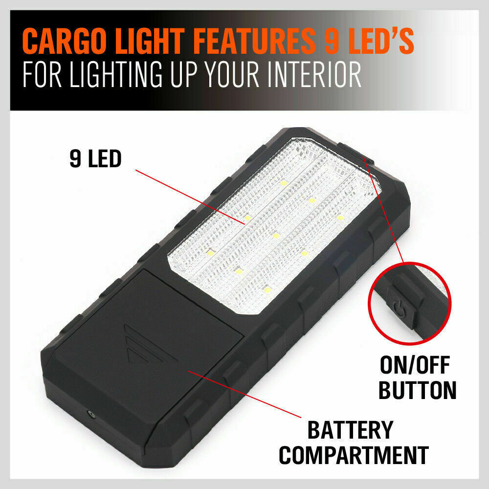 Compact and portable LED Light, perfect for camping, garage work, and auto repairs. Features a handy size of 175cm x 25cm x 73cm, equipped with two magnets for easy mounting, and powered by 9 LED lights for superior brightness.