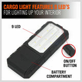 Compact and portable LED Light, perfect for camping, garage work, and auto repairs. Features a handy size of 175cm x 25cm x 73cm, equipped with two magnets for easy mounting, and powered by 9 LED lights for superior brightness.