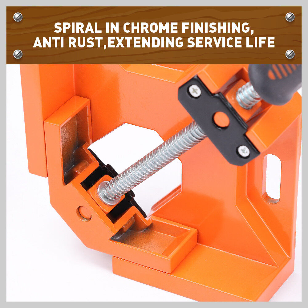 Durable 90° Right Angle Corner Clamp - Cast Alloy Body, Single Handle Design, Suitable for Woodworking and Welding Projects