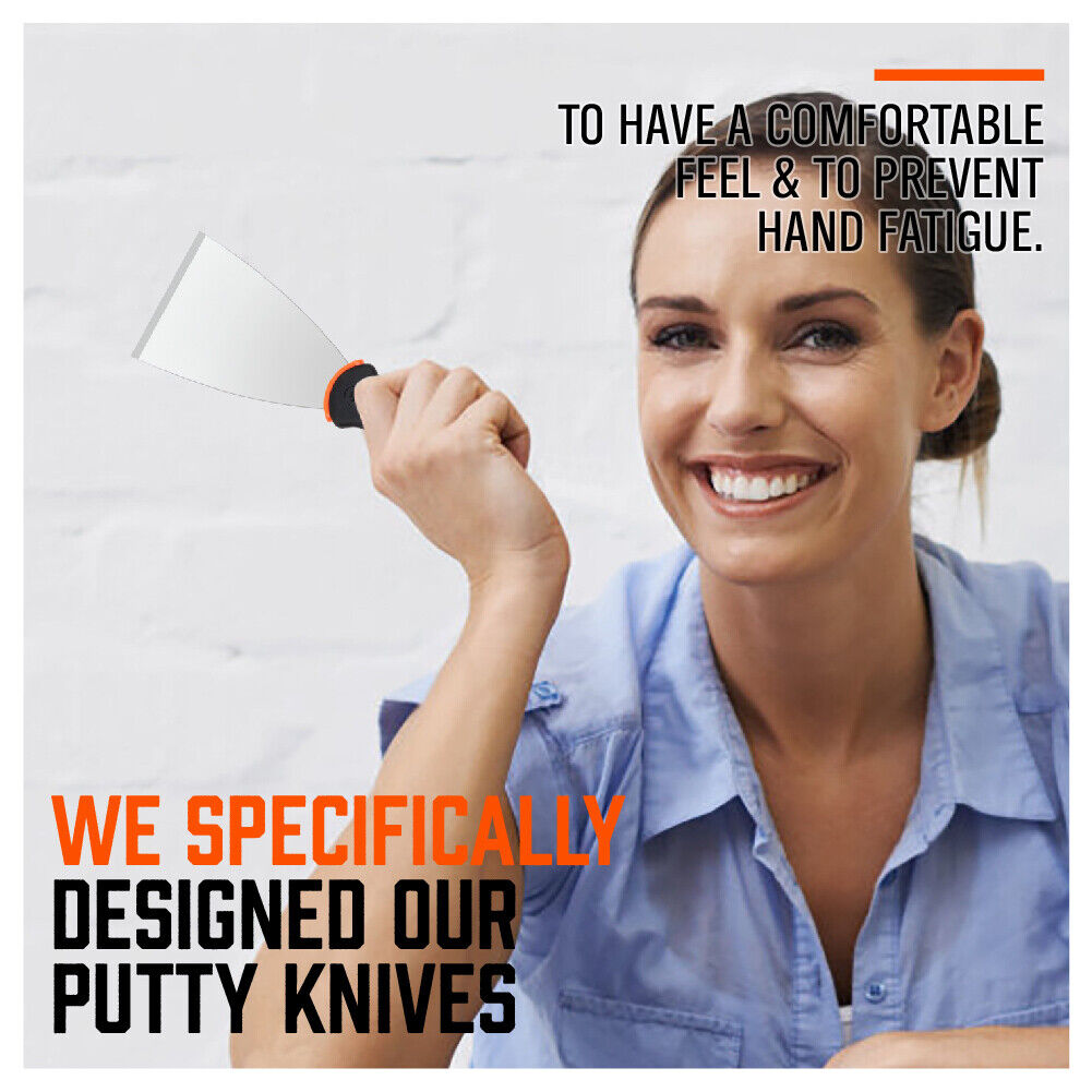 High-Quality 5-Piece Stainless Steel Putty Knife Set - Ergonomic Design for Wall Scraping, Paint Cleaning, and Joint Applications