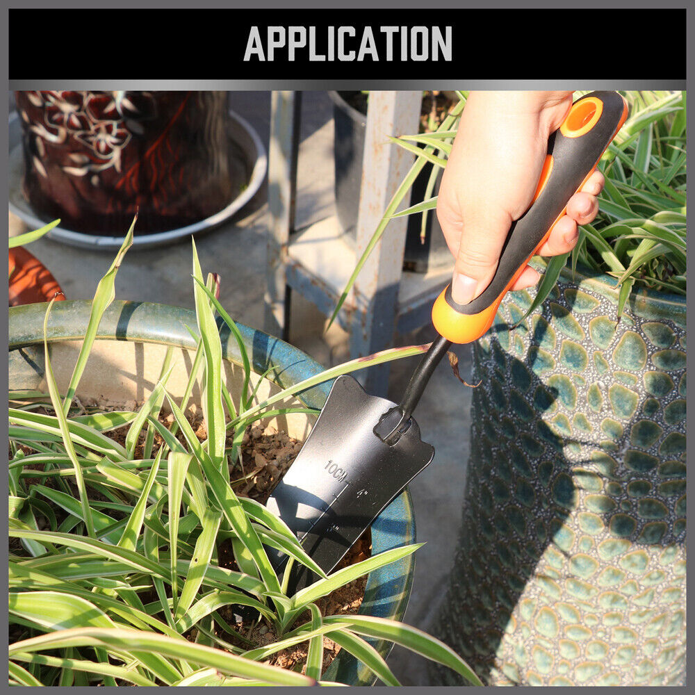 Durable 14-Inch Hand Shovel with Carbon Steel Blade and Rubber Handle for Gardening and Digging