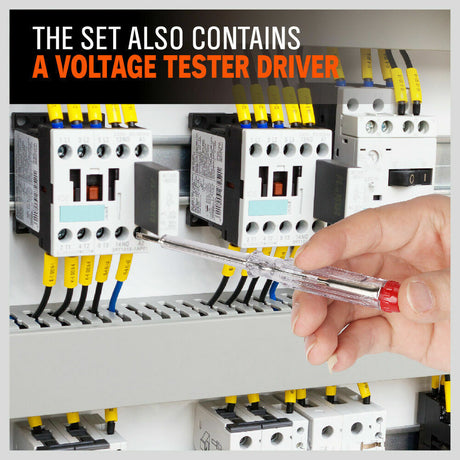 Professional 8-Piece Insulated Screwdriver Set with Magnetic Tips - Includes Slotted, Phillips, and Power Tester in a Case