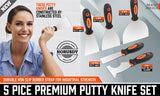 High-Quality 5-Piece Stainless Steel Putty Knife Set - Ergonomic Design for Wall Scraping, Paint Cleaning, and Joint Applications