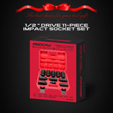 SEDY 11Pcs Metric Deep Impact Socket Set with Adapter for High-Torque Wheel Axle Nut Wrench Tasks
