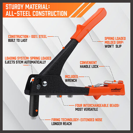  Manual Rivet Gun Kit with 100Pcs Rivets - Ideal for DIY Projects