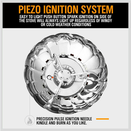 Compact and windproof outdoor gas burner, ideal for camping and outdoor cooking. Folding design for easy portability, with a sturdy and stable build