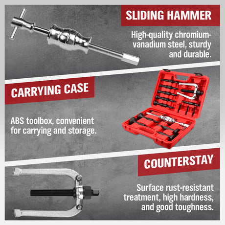 SEDY 16Pcs Bearing Puller Set with Slide Hammer and Collets