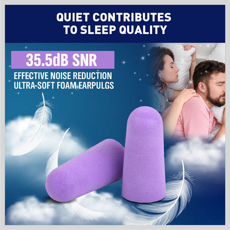 Soft PU Foam Earplugs for Noise Reduction, 10-Pairs, with Individual Storage Cases for Hygiene and Portability