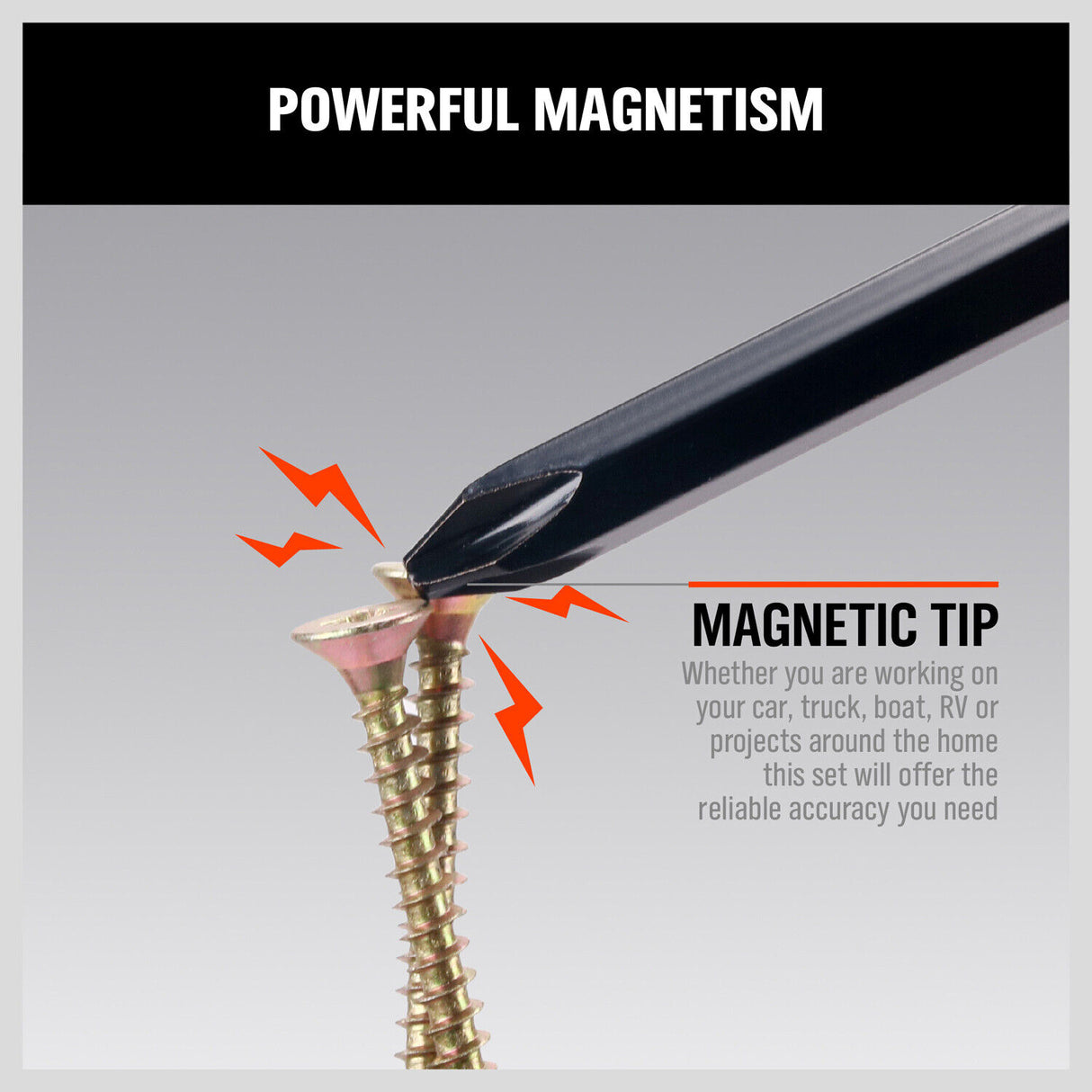 6-Piece Magnetic Screwdriver Set - Phillips and Flat Head Tips, rubber grip handle, heavy-duty, versatile, reliable accuracy.