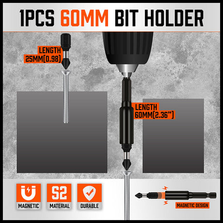 Comprehensive 42 Piece Impact Screwdriver Bit Set featuring Magnetic Drill Holder and Socket Adapter