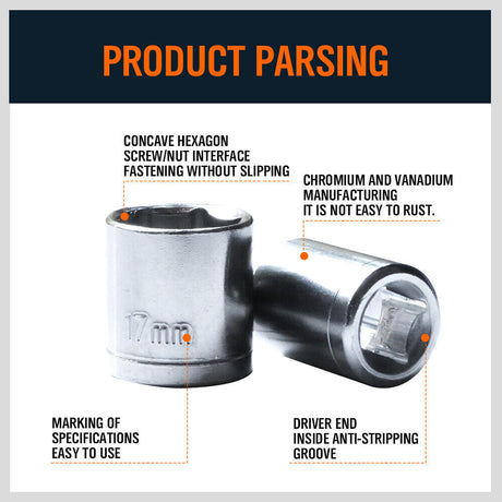 Metric Socket Set with Various Socket Sizes on Rail