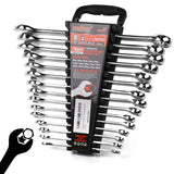 HORUSDY 15-Piece Metric Combination Spanner Set, CRV Silver, Chrome Vanadium Steel, Heat Treated, Nickel Chrome Plated, Sizes 8-22mm