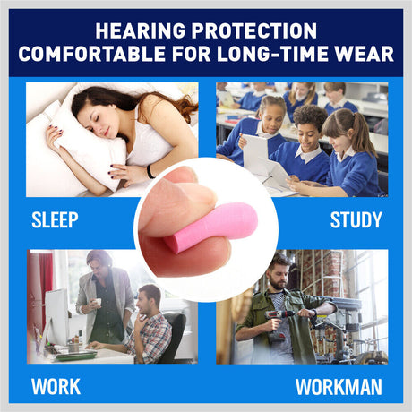 Soft PU Foam Earplugs for Noise Reduction, 10-Pairs, with Individual Storage Cases for Hygiene and Portability