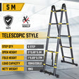 Telescopic Folding Ladder - Aluminum Alloy Extension Step (2.3/2.7/3.5/3.9/4.2/5M) - Durable and Safe for Various Applications
