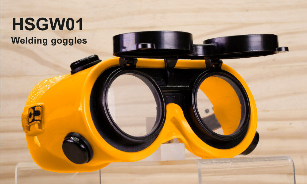 INGCO Welding Glasses with Flip Design, featuring Clear Inner and Colored Outer Lenses for Maximum Eye Safety