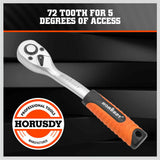 Close-Up of 72-Tooth Gear on Quick-Release Ratchet Wrench Handle