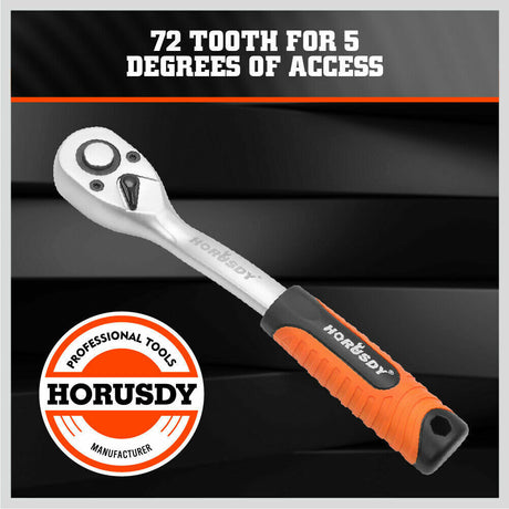 Close-Up of 72-Tooth Gear on Quick-Release Ratchet Wrench Handle