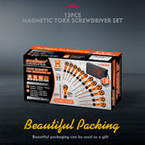 Durable 13-Piece Magnetic Torx Screwdriver Set with Tamper Proof Star Keys and Ergonomic Anti-Slip Handles