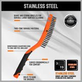 Durable 335mm Stainless Steel Wire Brush with Rubber Grip for Surface Cleaning
