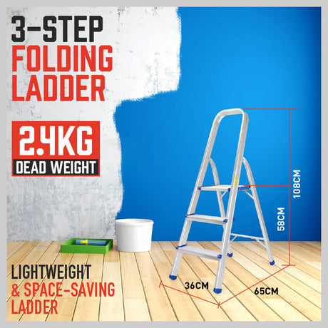 Compact and Lightweight Folding Ladder - Non-Slip Platform, Multi-Purpose Aluminum Design (3/4/5 Steps) - Ideal for Home and Work