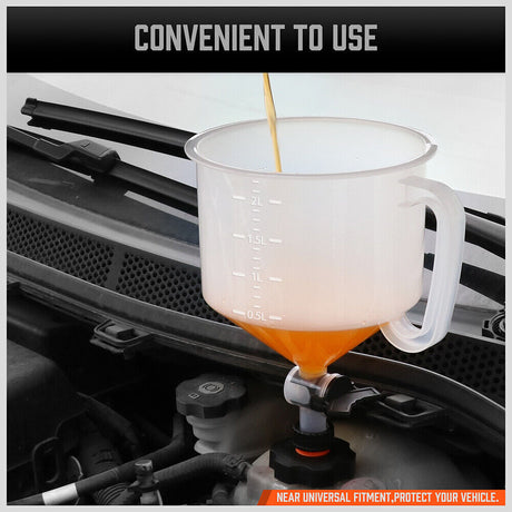 15 Piece No-Spill Coolant Funnel Kit with Valve Switch - Universal Fitment for Easy Vehicle Radiator Refill and Bleeding - Efficient and Reliable Automotive Tool