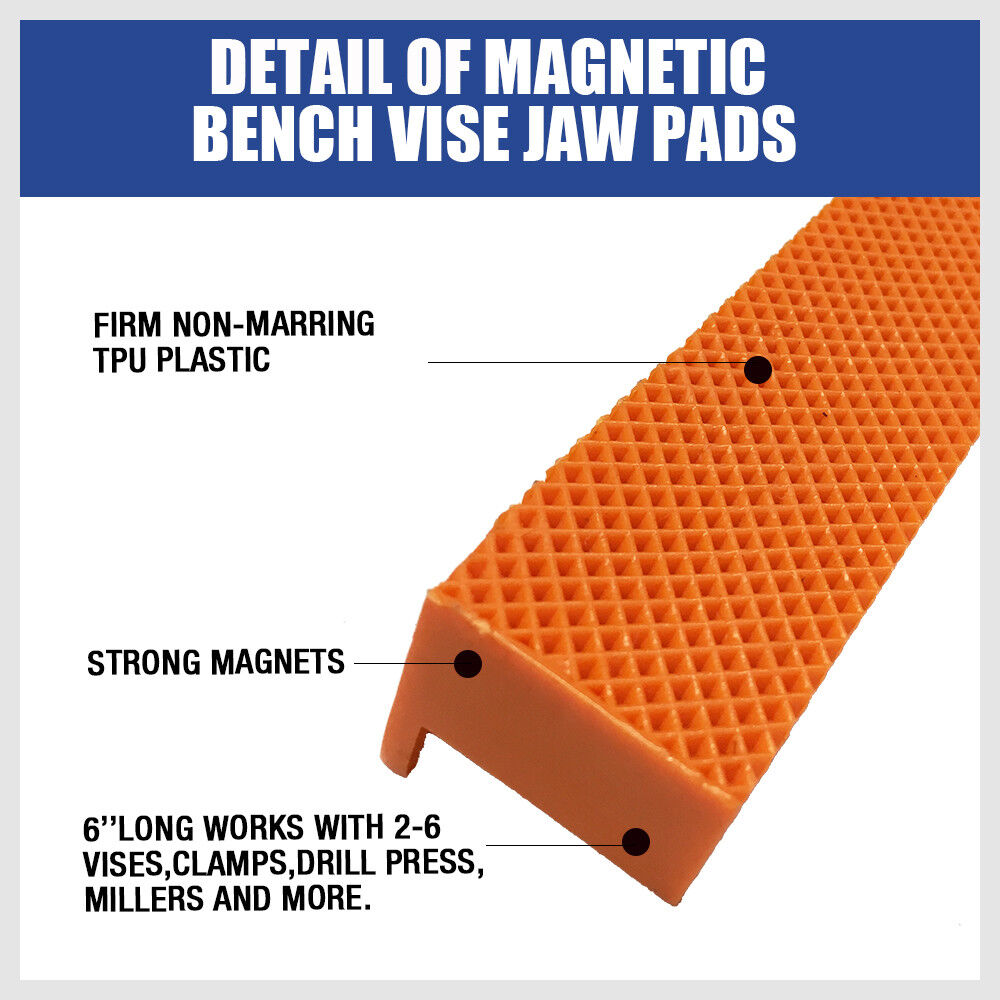 Versatile Magnetic Bench Vice Jaw Pads, 4.5"/6" size, Multi-Groove Design for Firm Grip on Varied Objects, Suitable for DIY, Craft, and Precision Work