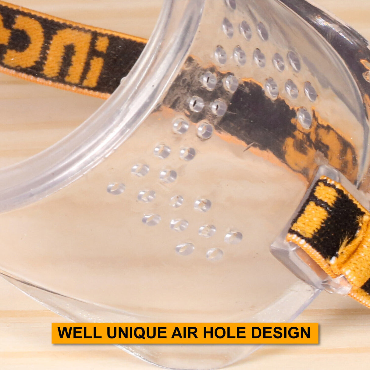 INGCO Clear Safety Glasses with Lightweight PVC Frame and Unique Air Hole Design for Comfortable, Dust-Proof Eye Protection