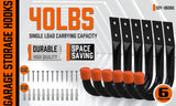 HORUSDY 6Pc Wall Mount Garage Hooks Set