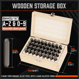 HORUSDY 36-Piece Carbon Steel Stamp Punch Set - 8mm Letters and Numbers with Wooden Storage Box