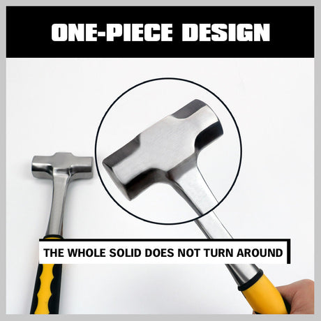 Sturdy 2LB/3LB steel hammer featuring a double octagonal head, solid forged one-piece design with a ribbed rubber grip handle for secure use.