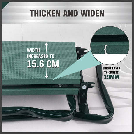 HORUSDY Garden Kneeler and Seat with Soft EVA Foam Padding and Tool Pouch, Foldable and Portable, Ideal for Gardening and Outdoor Work, Sturdy Steel Frame, Green