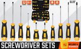 10-Piece Magnetic Screwdriver Set with Ergonomic Non-Slip Handles, Phillips and Flat Heads, Including Degausser and Storage Case