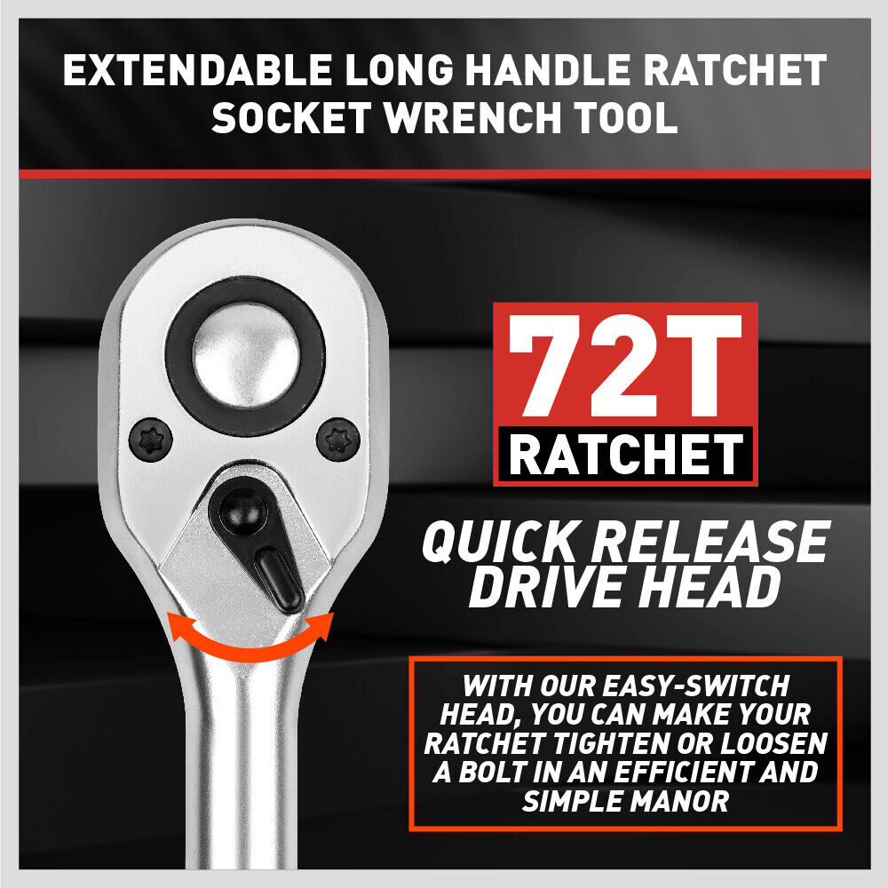 Versatile 25-Piece Ratchet and Socket Wrench Set with Extendable Handle and Various Sockets