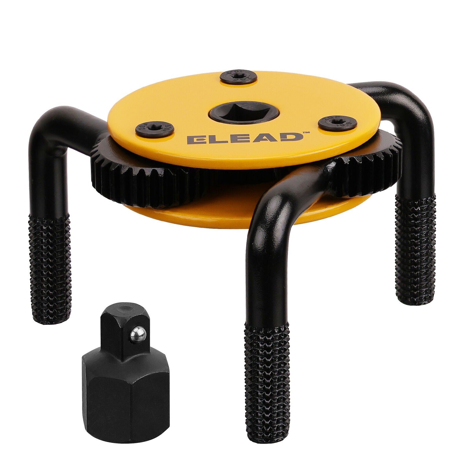 Adjustable ELEAD oil filter wrench set, compatible from 3 to 5-1/2 inches, with heat-treated black grip for high torque applications.