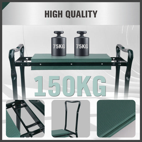HORUSDY Garden Kneeler and Seat with Soft EVA Foam Padding and Tool Pouch, Foldable and Portable, Ideal for Gardening and Outdoor Work, Sturdy Steel Frame, Green