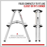 Portable 2-Step Folding Ladder - Lightweight Aluminum Frame, Anti-Slip Safety, 150kg Capacity - Ideal for Home and Work