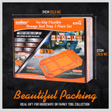 Set of three non-slip, flexible silicone tool trays in different sizes for organizing parts and tools in a workshop.