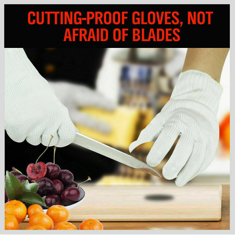 Pair of Level 5 Cut Resistant Gloves, designed for maximum safety in kitchens and butcher shops. Flexible, durable, and easy to clean, with extended cuff for enhanced wrist protection