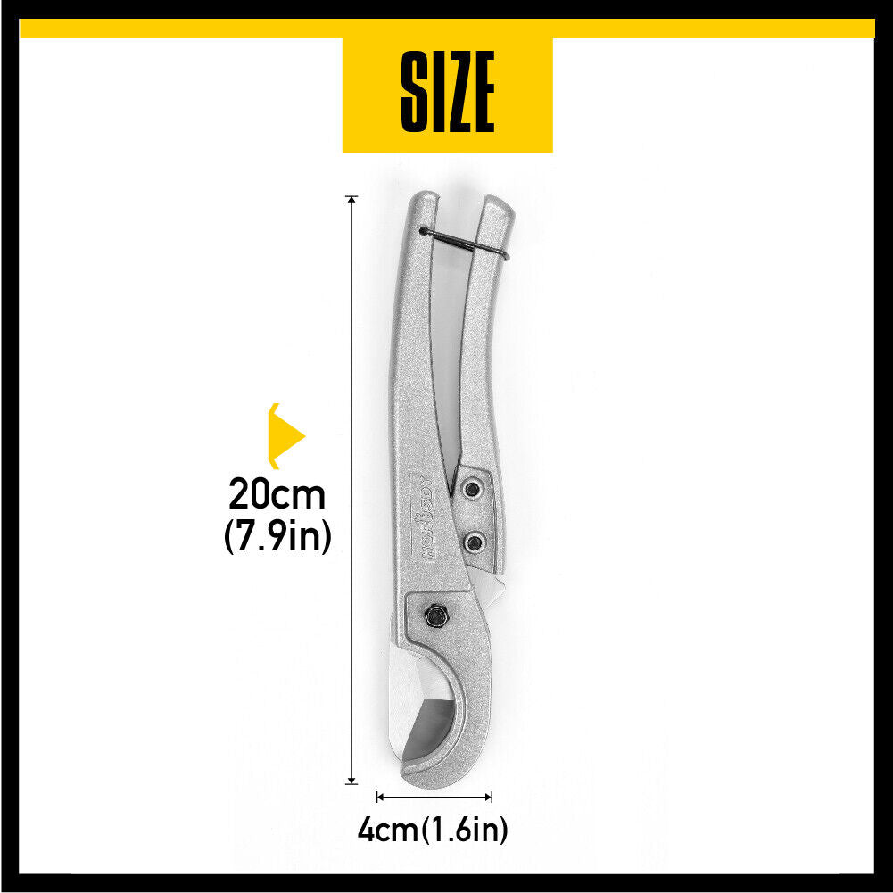 Durable PVC pipe cutter with spring-loaded handles for cutting PEX and polyethylene tubing