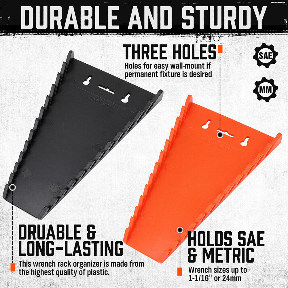 Durable HORUSDY Magnetic Wrench Organizers, 2-Pack, Capable of Holding 24 Wrenches, with Strong Rare-Earth Magnets