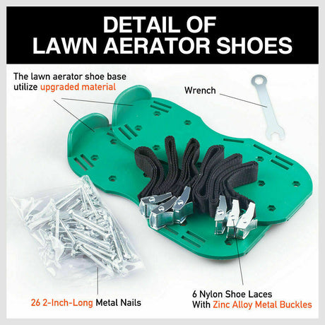 Lawn Aerator Shoes with Spikes and Triple Strap Design for Garden Lawn Care