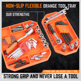 Set of three non-slip, flexible silicone tool trays in different sizes for organizing parts and tools in a workshop.