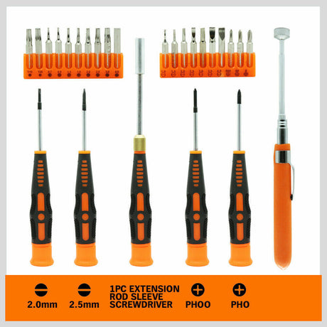 Versatile 26-Piece Precision Screwdriver Set with Magnetic Pickup Tool and Multiple Bit Types