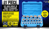 Complete 21Pc 12-Point Socket Set in Blue Storage Case