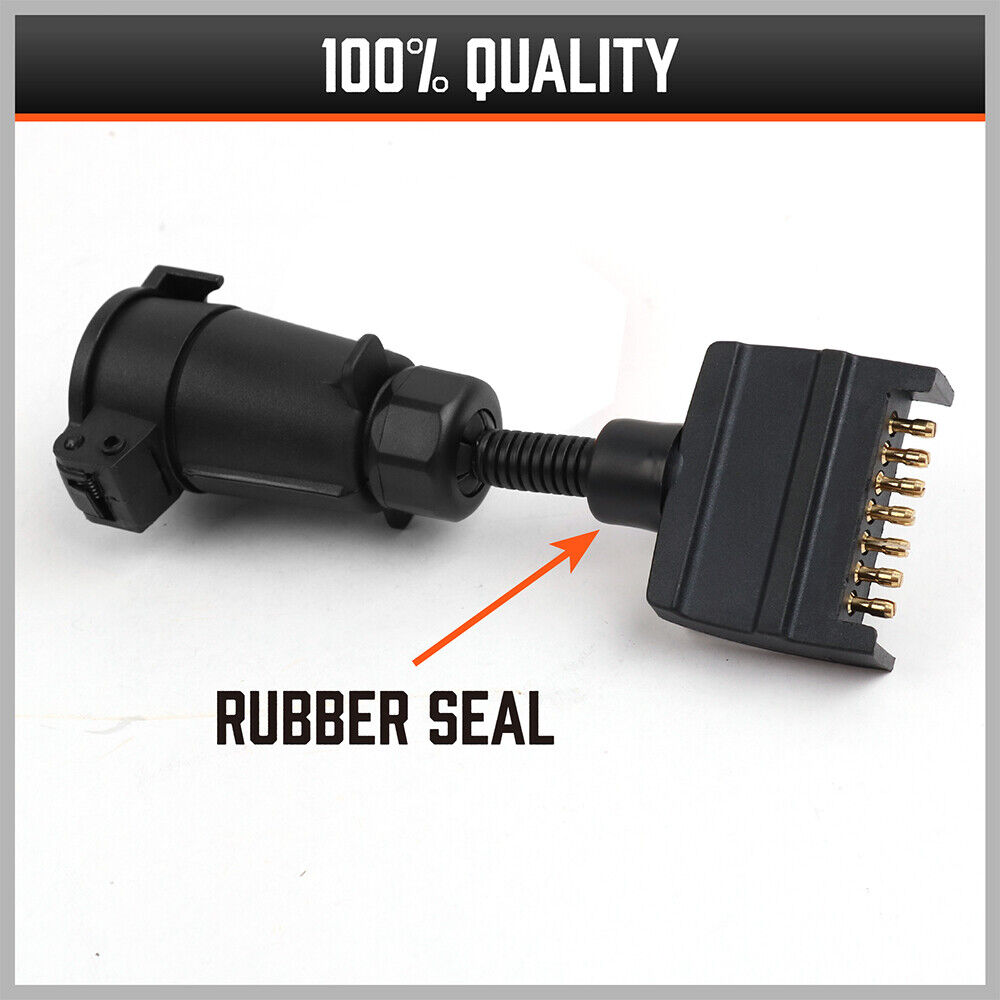 HORUSDY 7-Pin Adapter Plug, Round Female to Flat Male, for Trailer, Caravan, Boat Connections