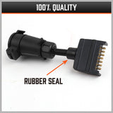 HORUSDY 7-Pin Adapter Plug, Round Female to Flat Male, for Trailer, Caravan, Boat Connections