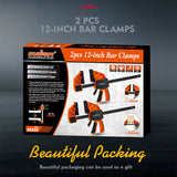 2-Pack HORUSDY 12-inch Woodworking Bar Clamps with Quick Clamp and Spreader Function, 300Lbs Load Capacity